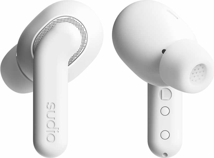 Sudio - Écouteurs sans fil E4 Pro avec réduction active du bruit (ANC), blanc