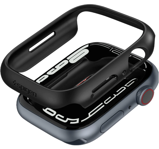 Spigen - Thin Fit Case for Apple Watch 42/44/45mm Series 1-7/SE- Black