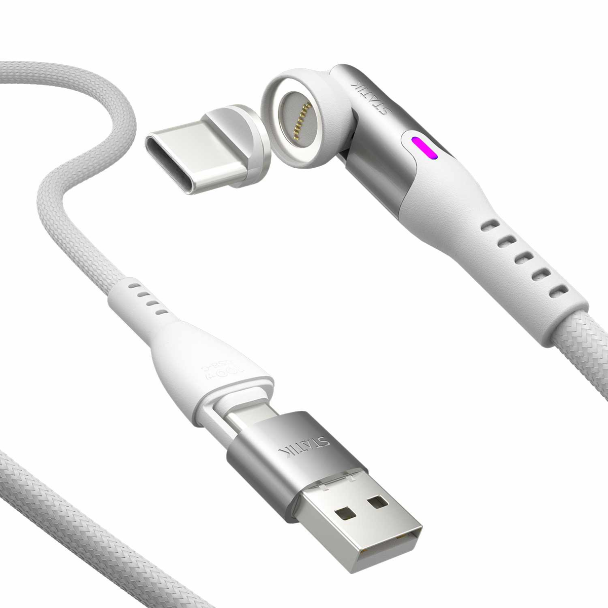Statik - 360 Pro Universal Magnetic Charge/Sync Cable 6.6 ft White