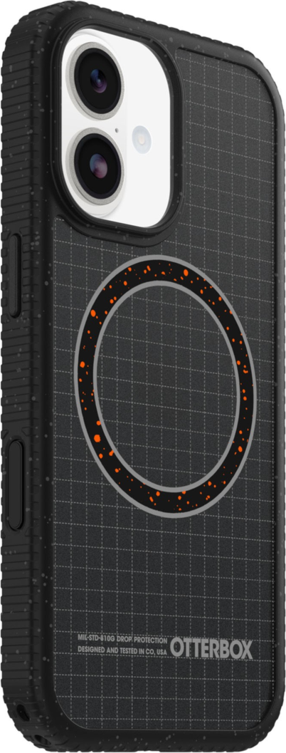 The OtterBox Sole Series features a grippy, high-ridge tread and unique ombré fabric back for secure style. It offers MagSafe compatibility and a removable lanyard loop.