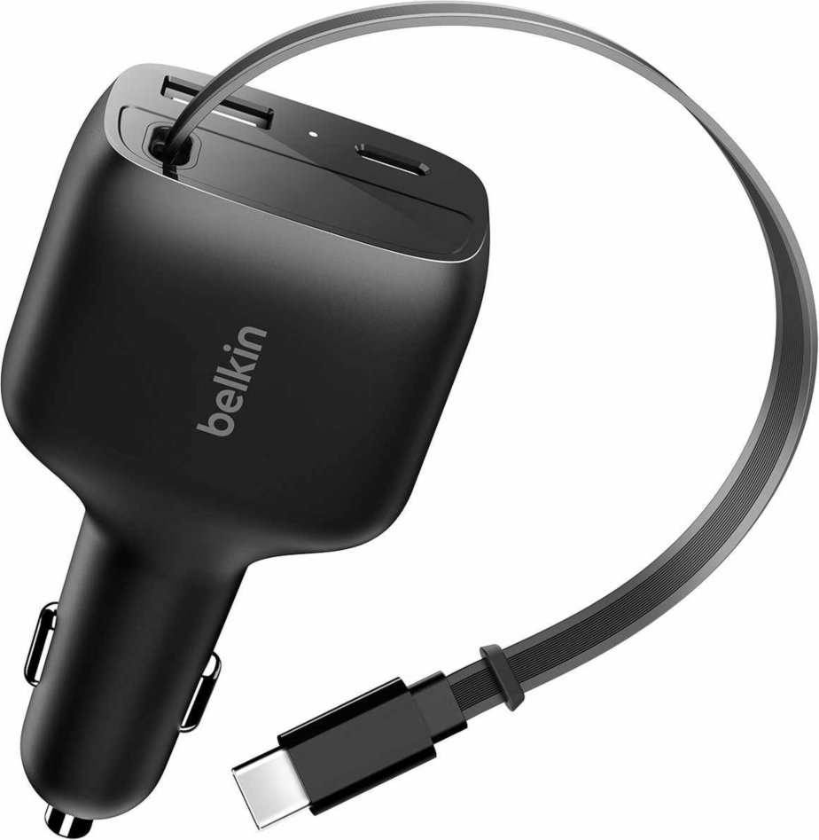Belkin CCC001fqBK Chargeur de Voiture Rétractable BoostCharge 75W Noir