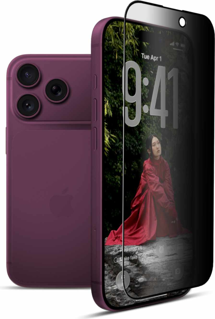 22 Cases - Privacy Glass Screen Protector with 2.5D Curved Edge for iPhone 18 Pro clear
