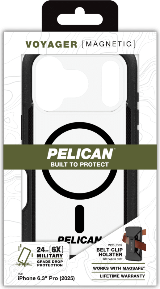 Pelican - Voyager MagSafe Case with Holster for Apple iPhone 17 Pro - Black and Clear