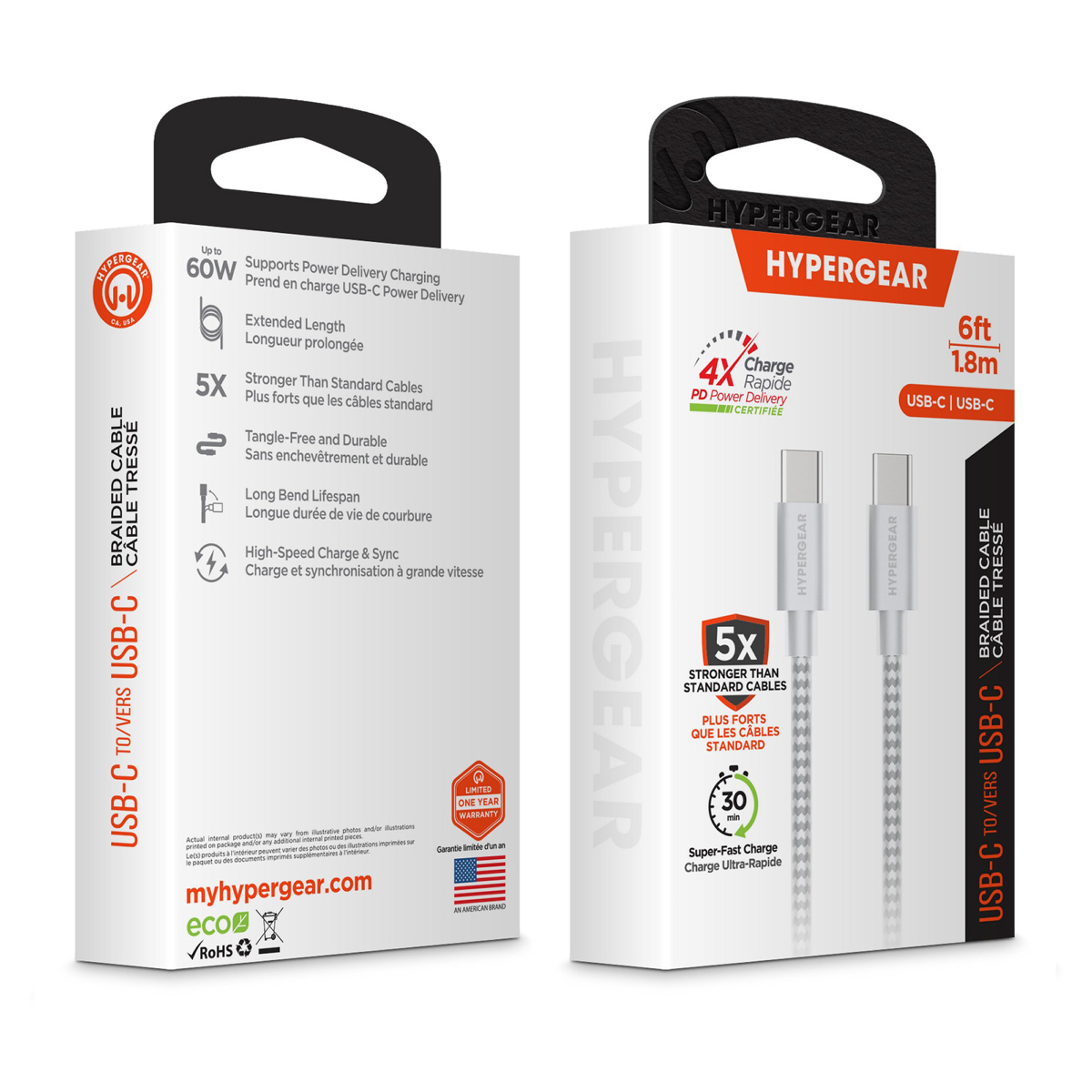 <p>The HyperGear USB-C to USB-C Charge and Sync Cable is composed of a braided cord that is 5x stronger than standard cables and offers extreme durability and flexibility.</p>