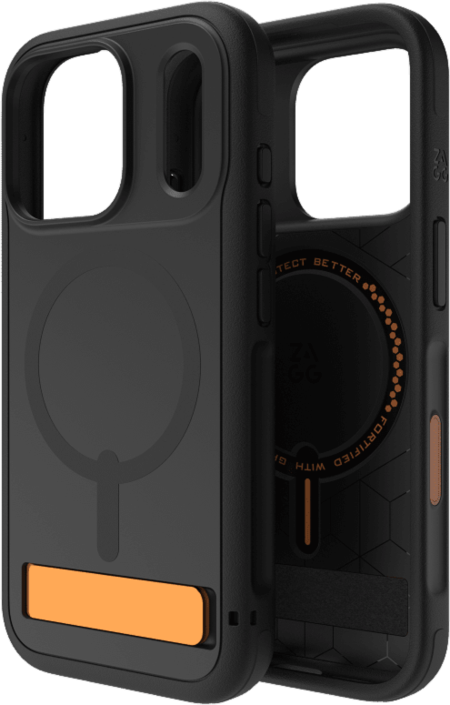 iPhone 17 Pro ZAGG Graphene Sedona Snap Kickstand Case - Flood Black/Orange