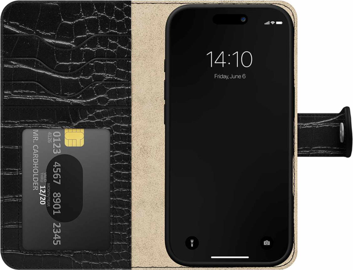 Ideal of Sweden - Magnet Wallet MagSafe Case Black Croco for iPhone 18 Pro Max/17 Pro Max