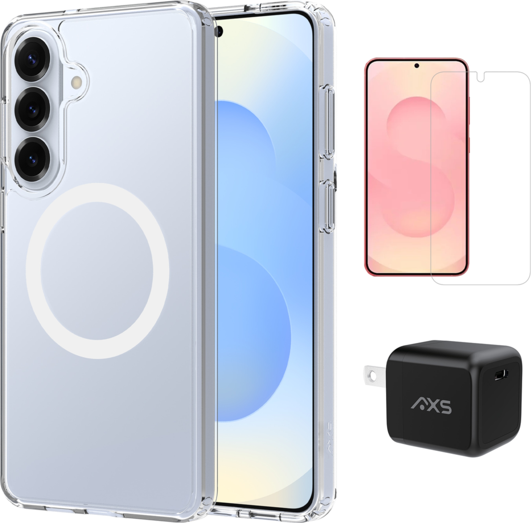 AXS Starter Kit | Ultra Clear MagSafe Case, Screen Protector and 30W Charger Samsung Galaxy S26+