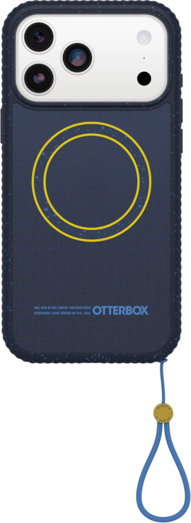 The OtterBox Sole Series features a grippy, high-ridge tread and unique ombré fabric back for secure style. It offers MagSafe compatibility and a removable lanyard loop.