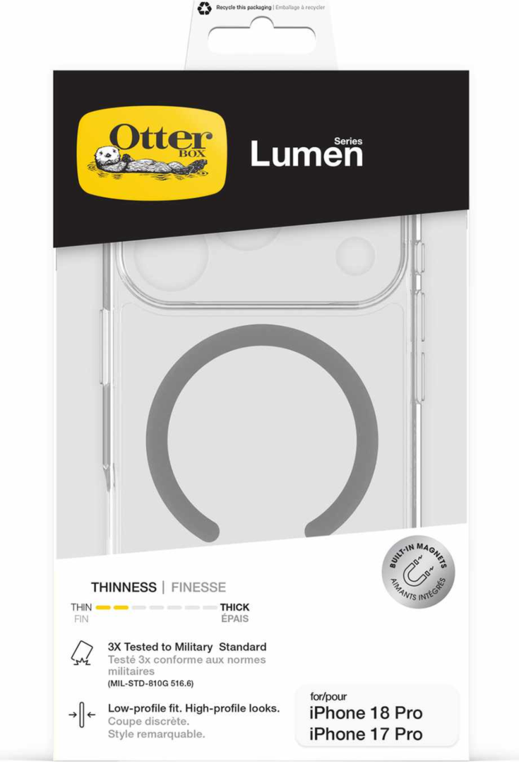 OtterBox - Lumen Clear MagSafe Case and Glass Screen Protector Bundle for iPhone 18 Pro/17 Pro clear