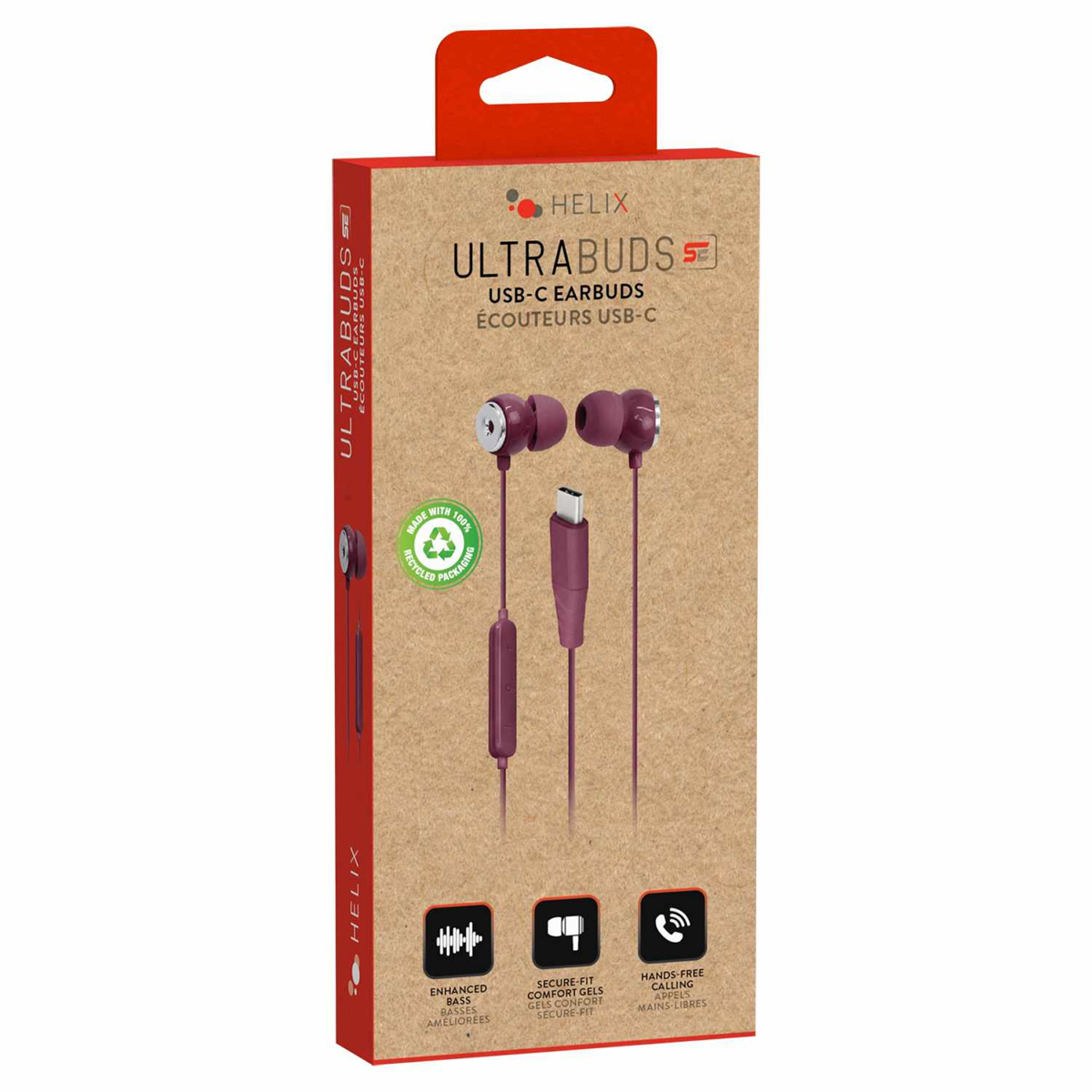 Helix/Retrak - AudioForce SE USB-C Earbuds Plum