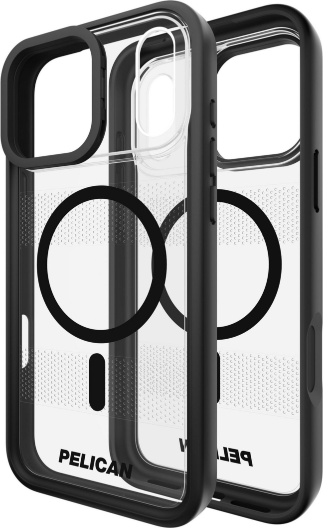 The Pelican Protector MagSafe Case with kickstand delivers military-spec 16-foot drop protection with an impact-resistant design, a shock-absorbing lining, and strong built-in magnets for seamless MagSafe charging.