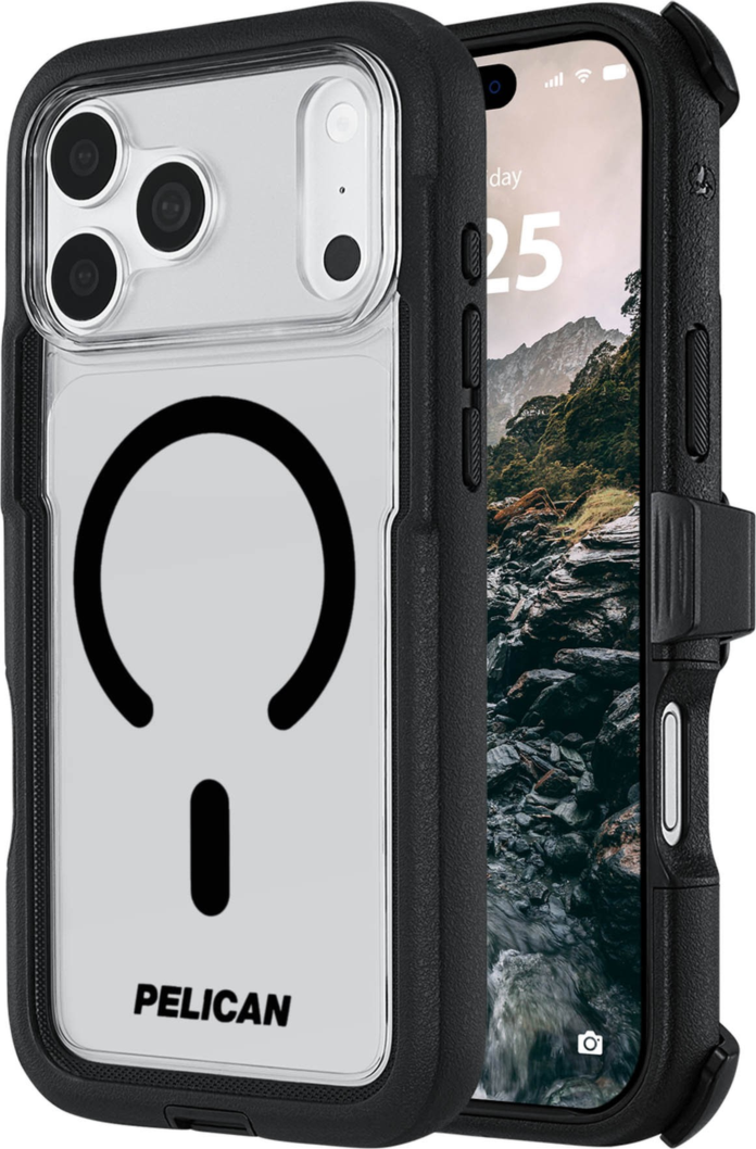 Pelican - Étui Voyager MagSafe avec étui de ceinture pour Apple iPhone 18 Pro Max/17 Pro Max - Noir et transparent