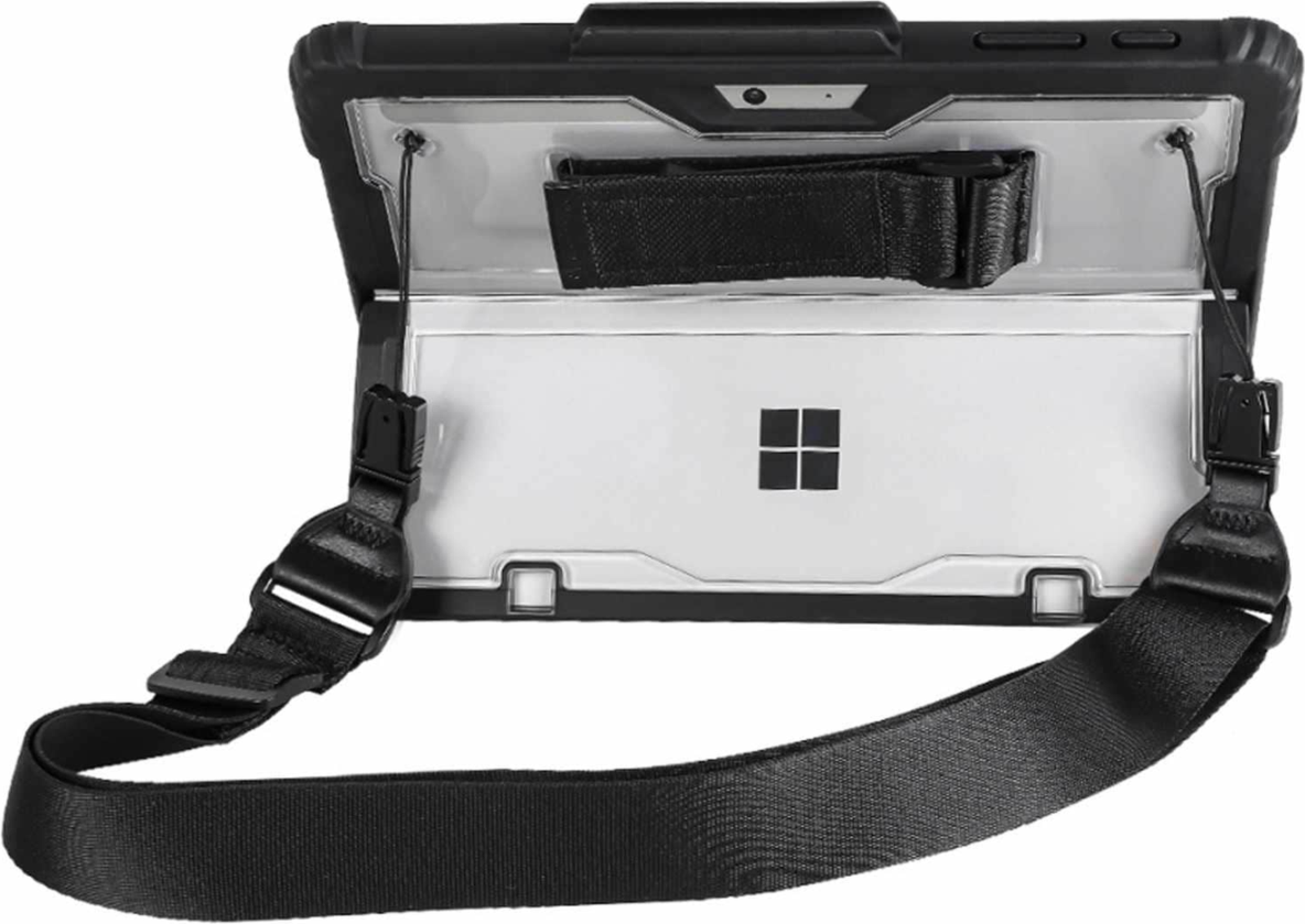 Rugged Case with Hand Strap and Shoulder Strap Clear for Microsoft Surface Pro 8 - Black
