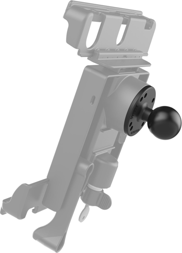 Ram Round Late with Ball is a C size ball mount with pre-drilled universal AMPS hole pattern.