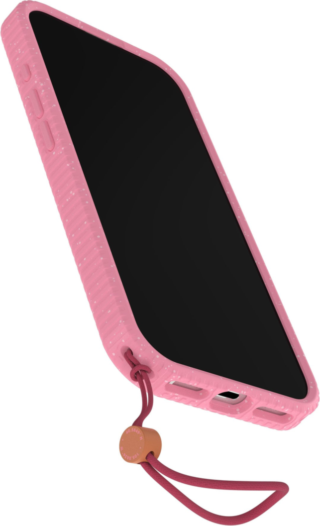 The OtterBox Sole Series features a grippy, high-ridge tread and unique ombré fabric back for secure style. It offers MagSafe compatibility and a removable lanyard loop.