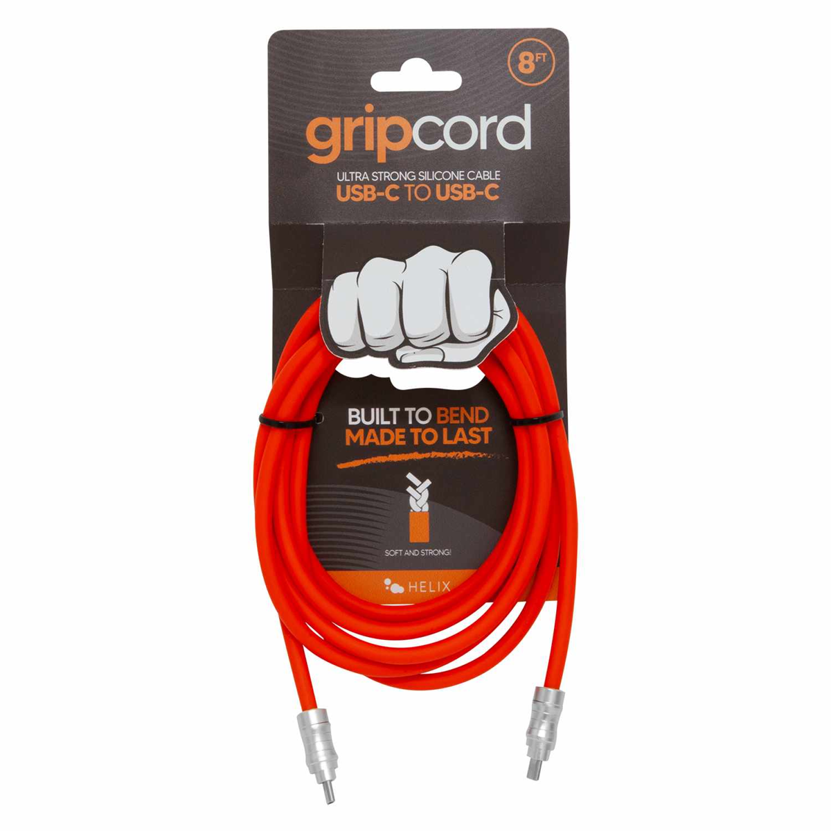 Helix/Retrak - Gripcord Silicone USB-C Cable 8ft Orange