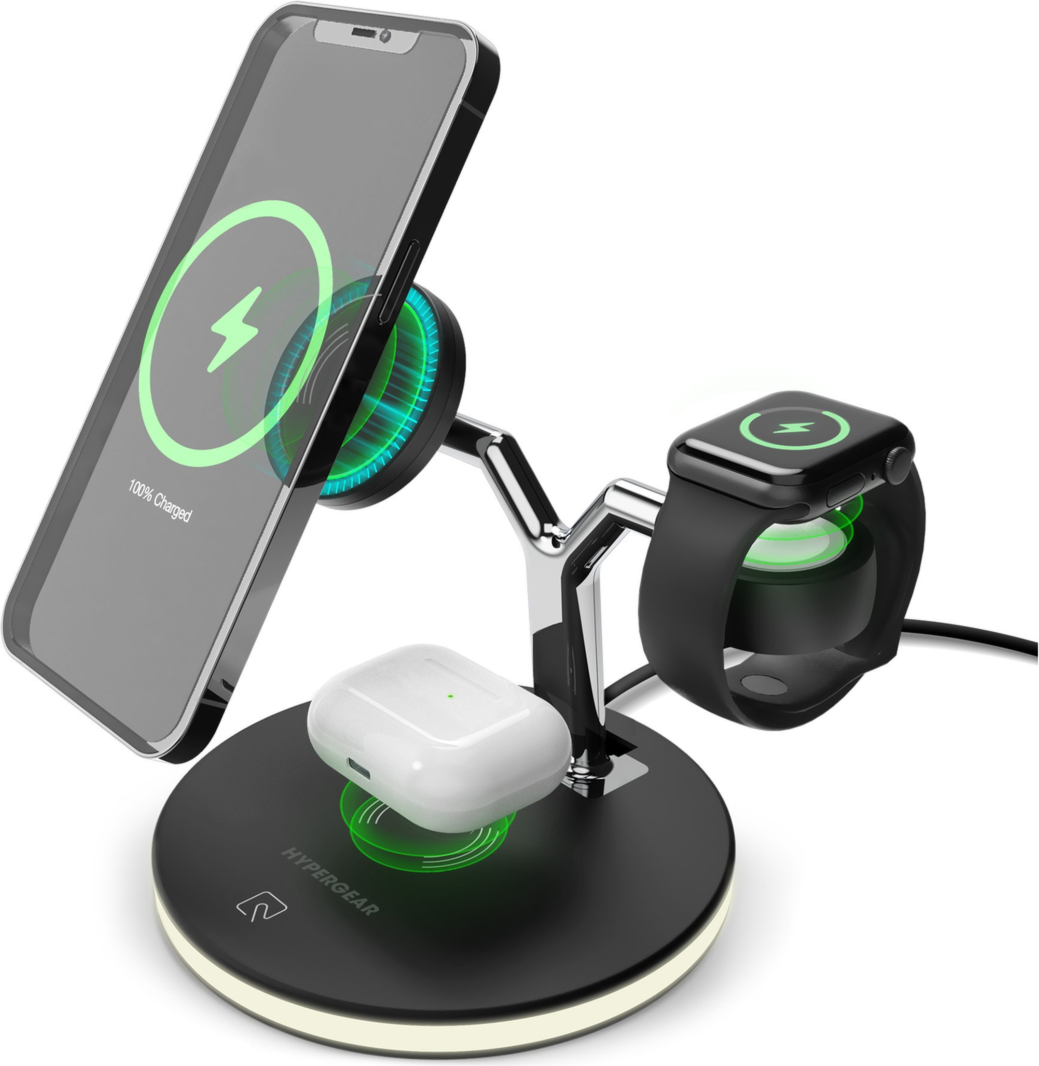 HyperGear 26W MaxCharge 3-in-1 Wireless Charging Stand w/ MagSafe - Bl