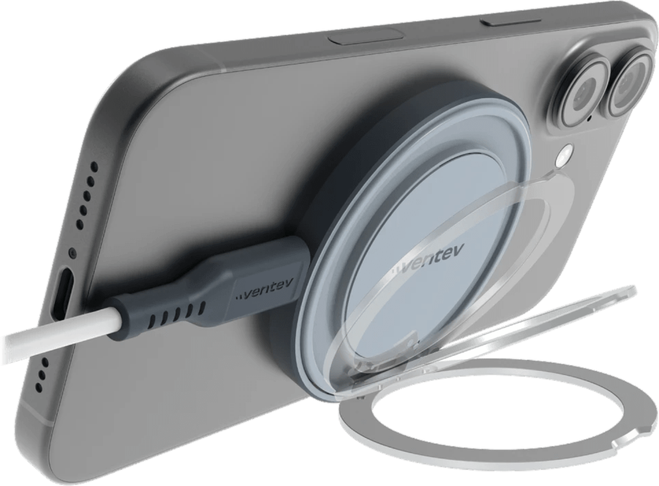 Ventev Q2STDGRY182768 Chargeur Magnétique sans Fil Qi2 de 15W avec Support Argent