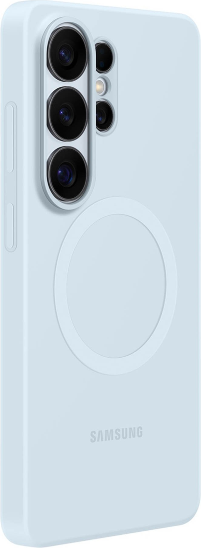 The Samsung Silicone Magnet Case offers a comfortable grip with a silky-smooth finish and a built-in magnet for seamless compatibility with magnetic charging and accessories.