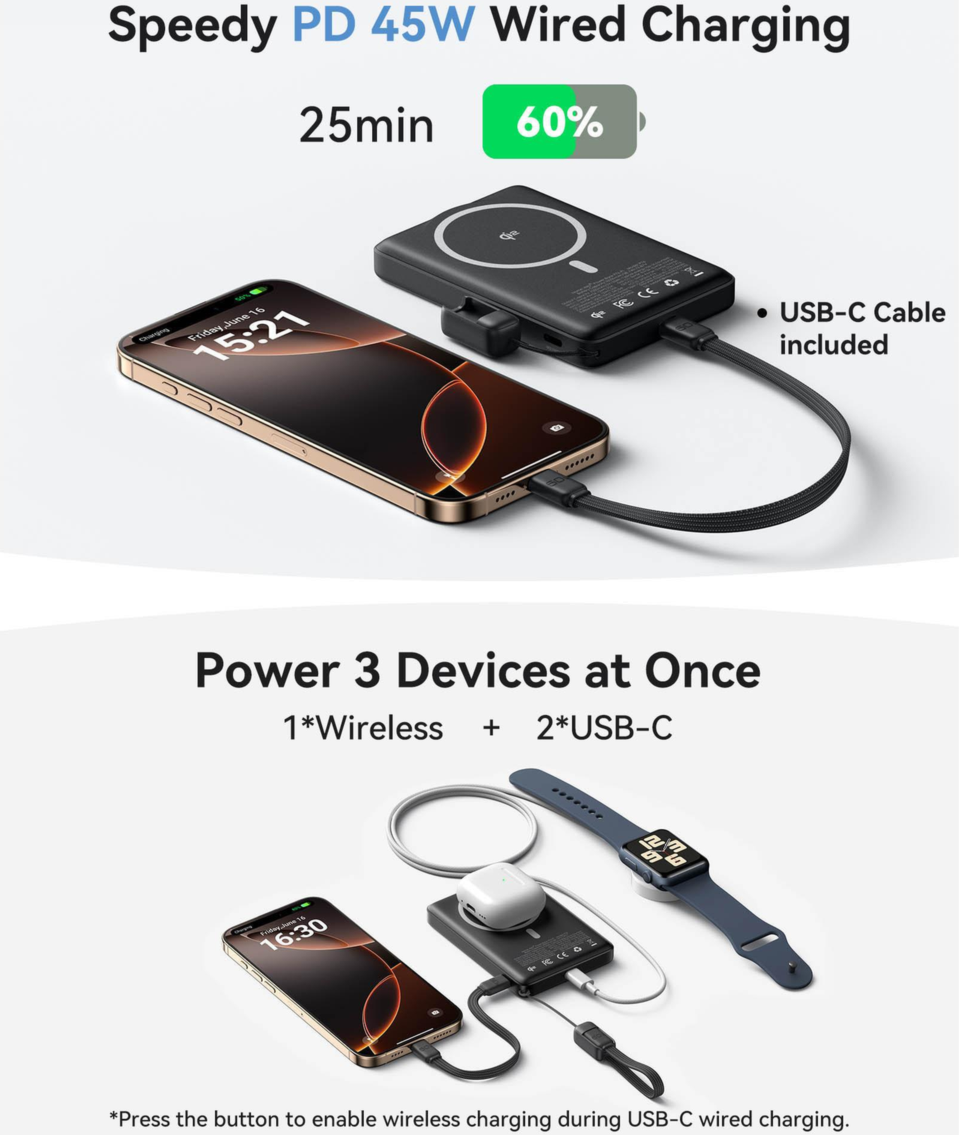 INIU MAGPRO SLIM 10,000mAh POWER BANK - BLACK