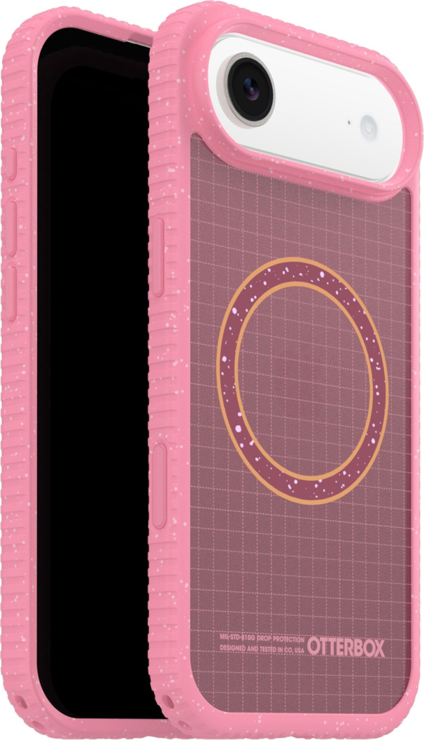 The OtterBox Sole Series features a grippy, high-ridge tread and unique ombré fabric back for secure style. It offers MagSafe compatibility and a removable lanyard loop.