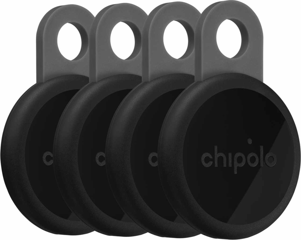 Chipolo RSO0000007001 LOOP Balise de Suivi x 4 (Compatible avec Find Hub d’Android ou Apple Find My) Charbon