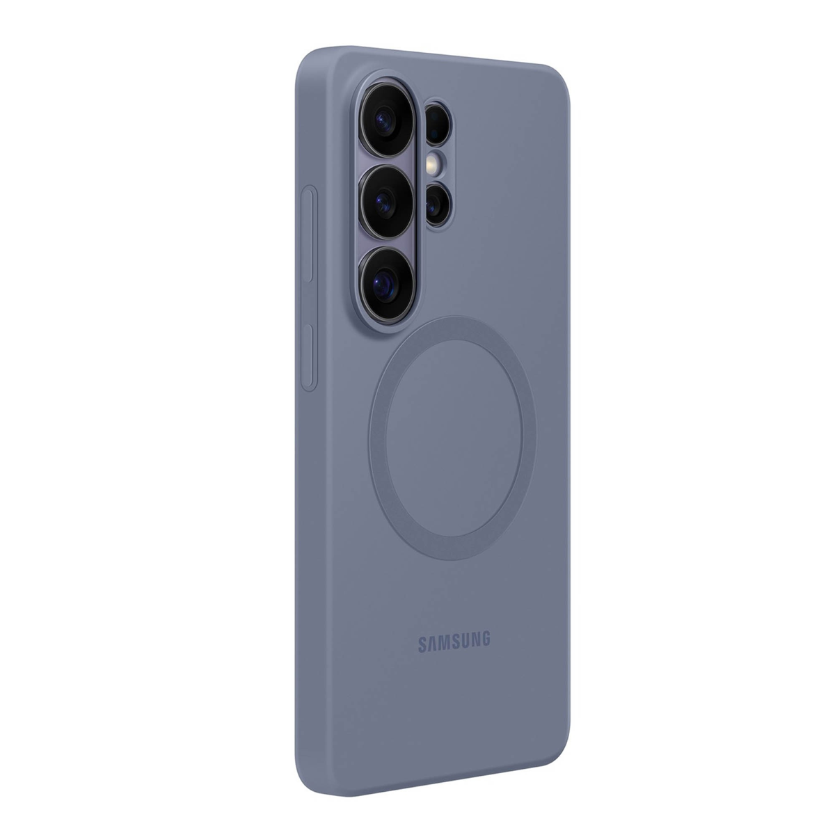 The Samsung Silicone Magnet Case offers a comfortable grip with a silky-smooth finish and a built-in magnet for seamless compatibility with magnetic charging and accessories.