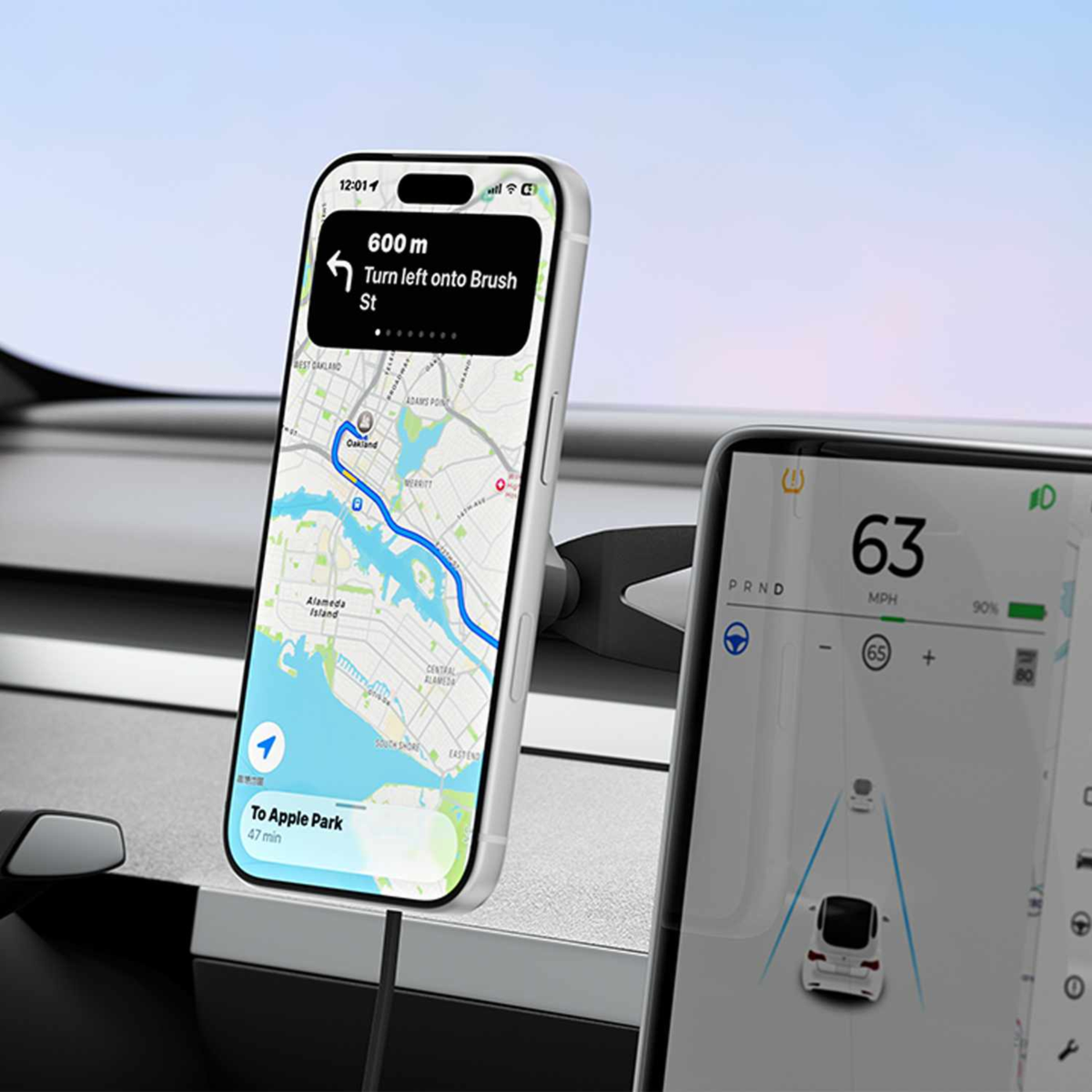 Belkin WIC013ttBK Support de Recharge sans Fil Magnétique BoostCharge Qi2 pour Véhicule Électrique Noir