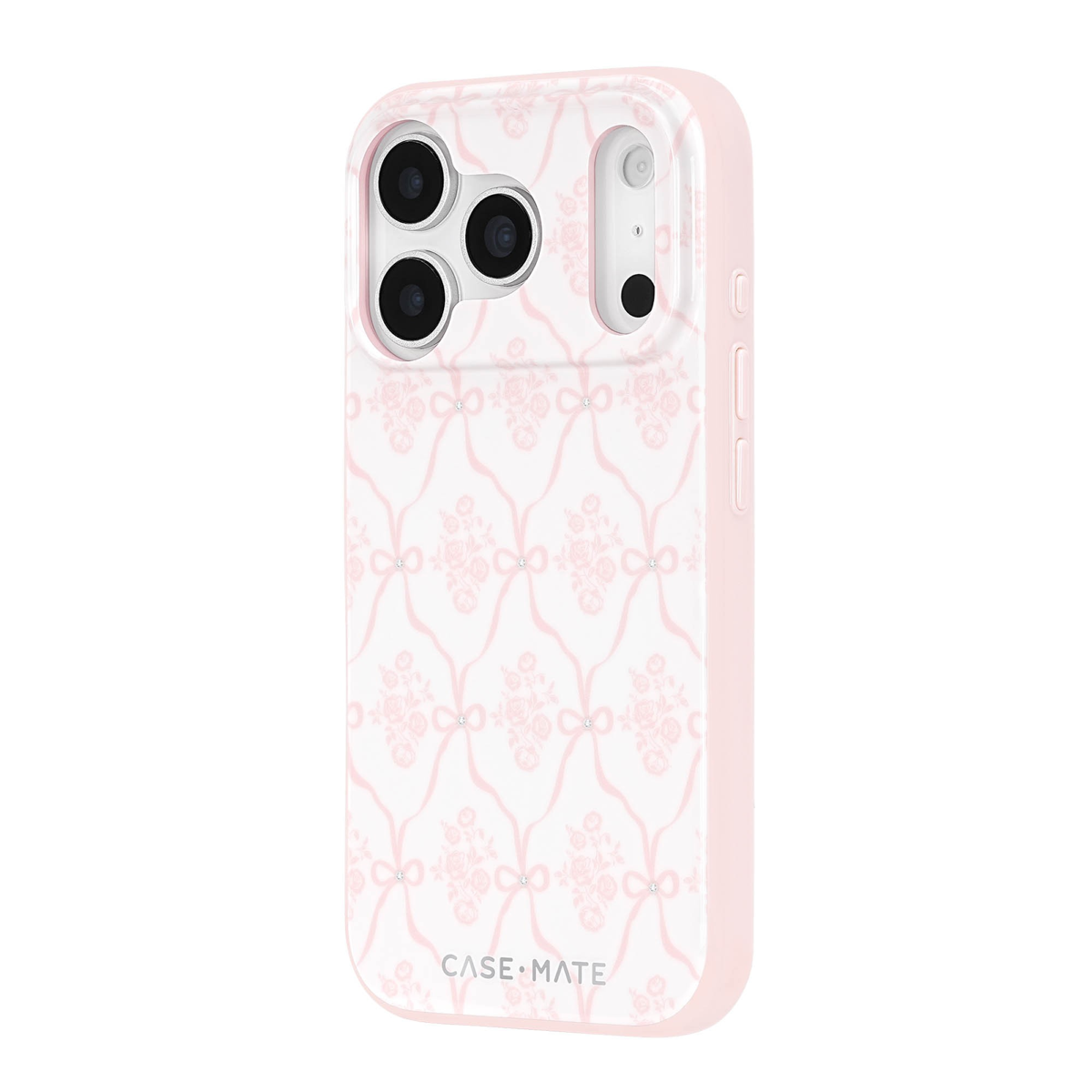 The Case-Mate Trellis Bow case combines a delicate bow and glitter trellis design with 12-foot drop protection and built-in MagSafe magnets.