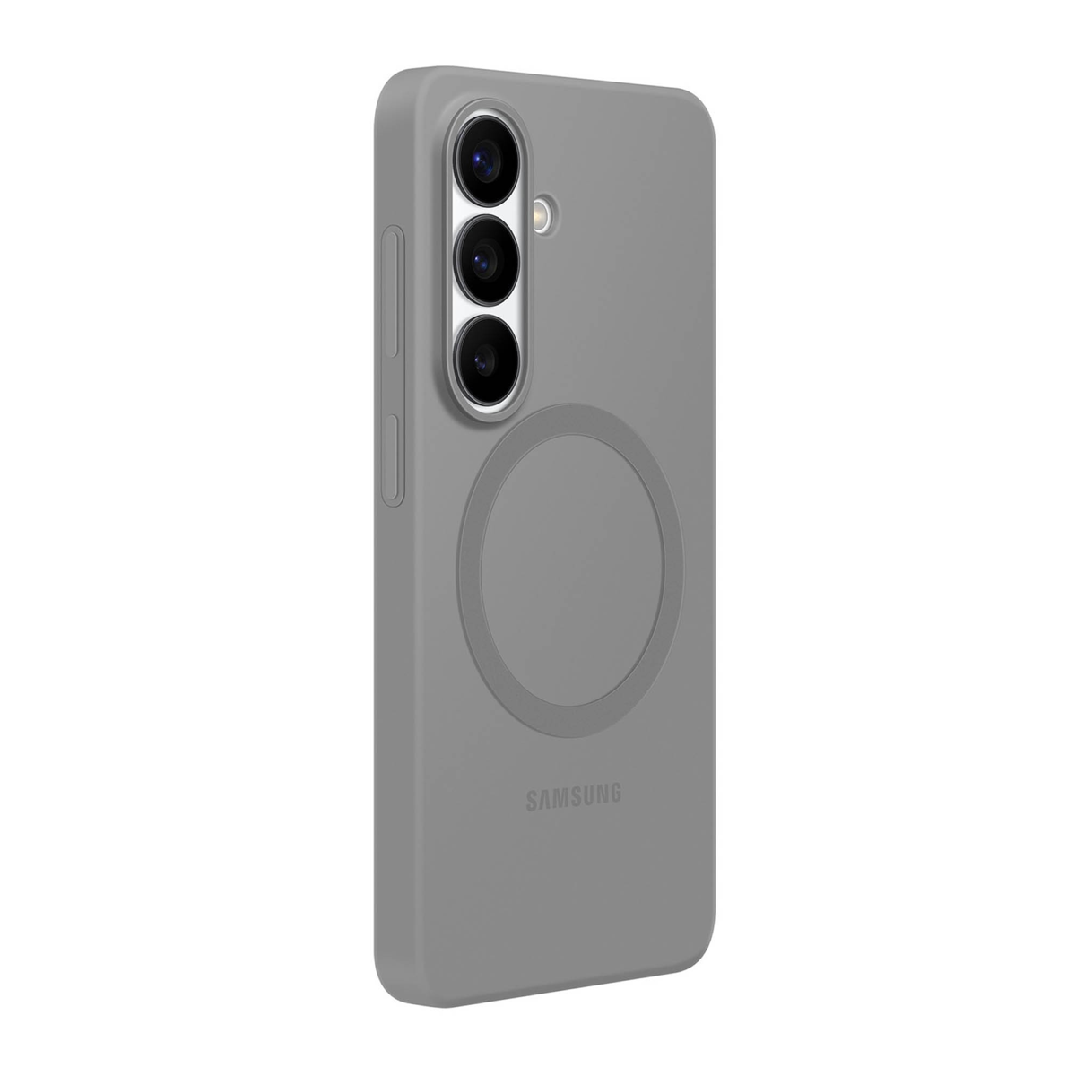 The Samsung Silicone Magnet Case offers a comfortable grip with a silky-smooth finish and a built-in magnet for seamless compatibility with magnetic charging and accessories.