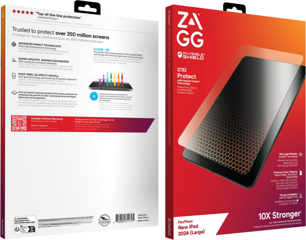 <p>The ZAGG InvisibleShield Glass XTR3 Screen Protector features blue light filtration and offers strong, advanced screen protection constructed with planet-friendly materials.</p>