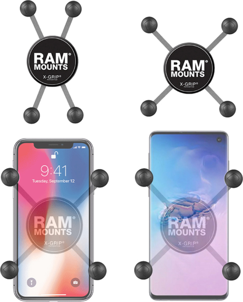 Secure any phone confidently using the RAM X-Grip Universal Phone Holder for B size 1” ball RAM Mounts. The Spring Loaded ‘X’ design with rubber caps sports great holder power without hiding the phone.