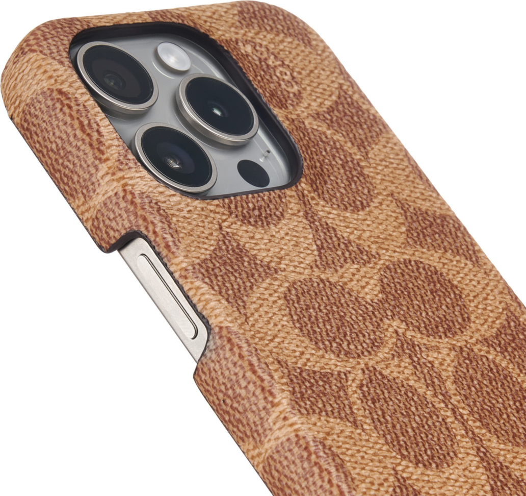 The Coach Slim Wrap Case is durably designed with an impressive 10 ft drop protection and thin profile for wireless charging.