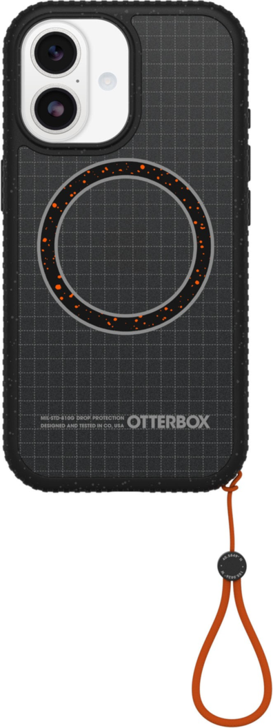 The OtterBox Sole Series features a grippy, high-ridge tread and unique ombré fabric back for secure style. It offers MagSafe compatibility and a removable lanyard loop.