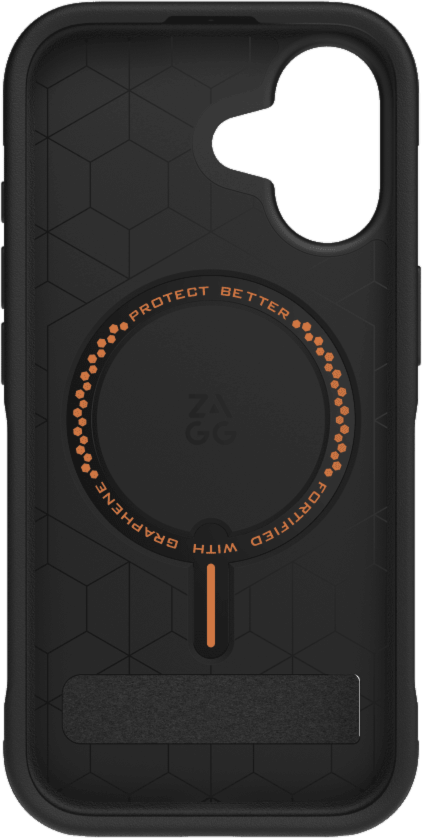 iPhone 17 ZAGG Graphene Sedona Snap Kickstand Case - Flood Black/Orange