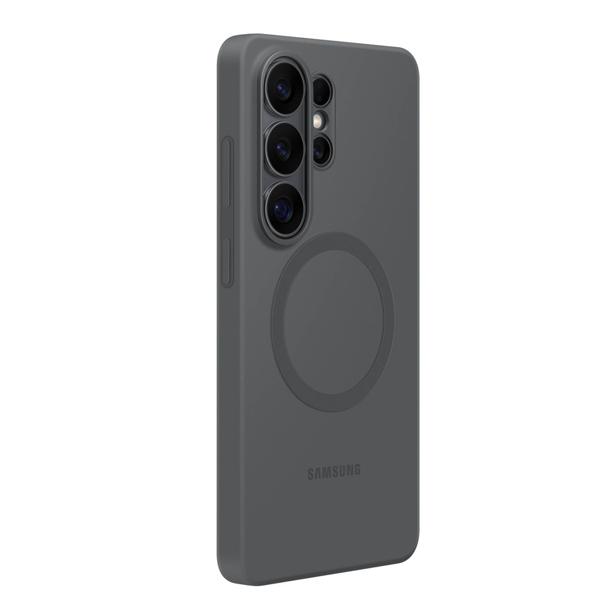 The Samsung Silicone Magnet Case offers a comfortable grip with a silky-smooth finish and a built-in magnet for seamless compatibility with magnetic charging and accessories.