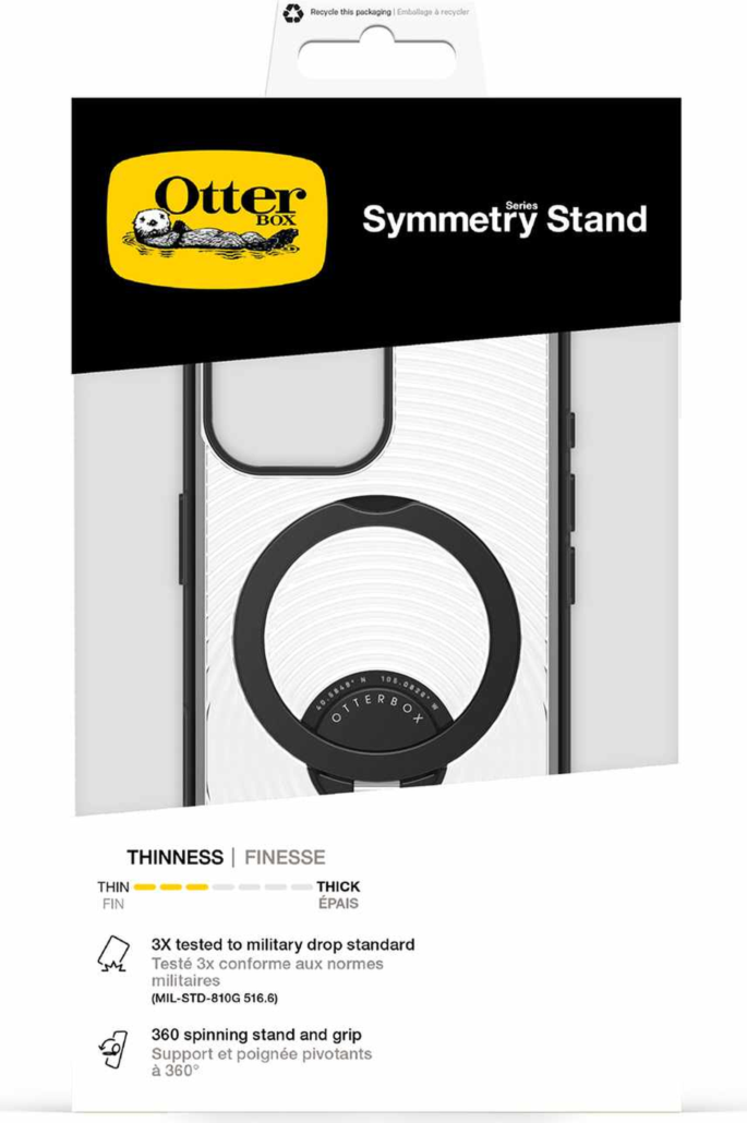 OtterBox Symmetry Stand MagSafe Case combines 360° adjustable stand functionality, MagSafe compatibility, and military-grade protection in a sleek design.