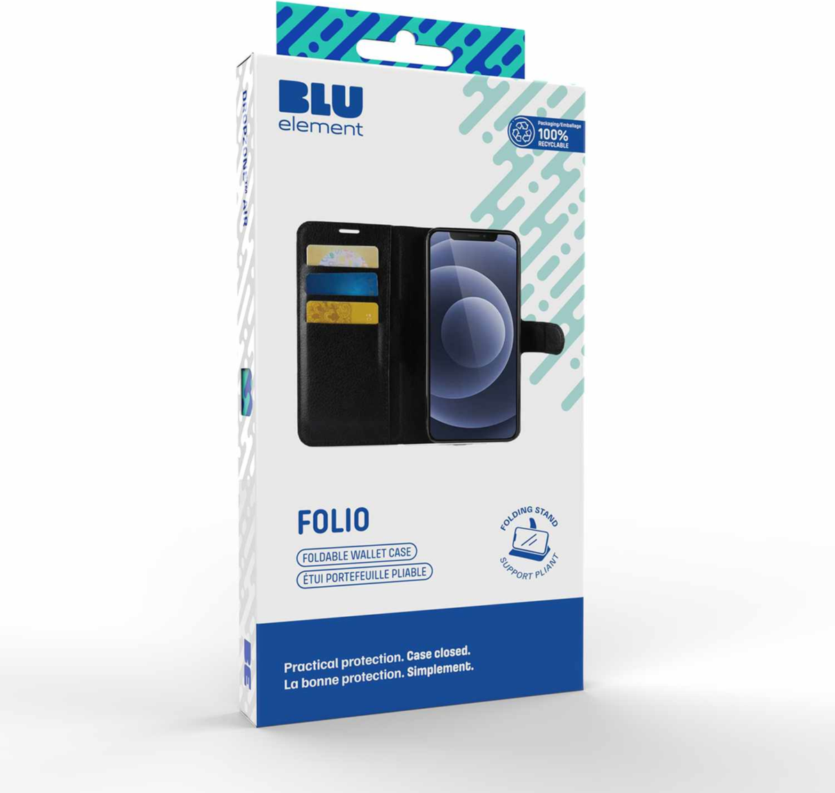 Blu Element - Étui-portefeuille en cuir vegan noir pour iPhone 16 noir