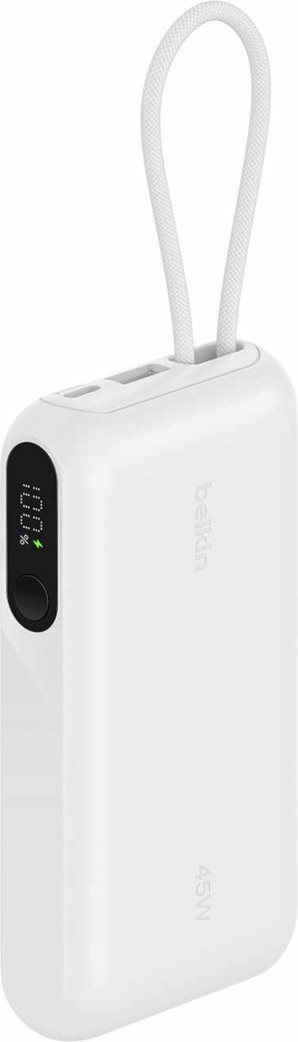Belkin BPB029bkWH Batterie Externe Ultracharge 10.000 mAh 45W avec Affichage et Câble Intégré Blanc