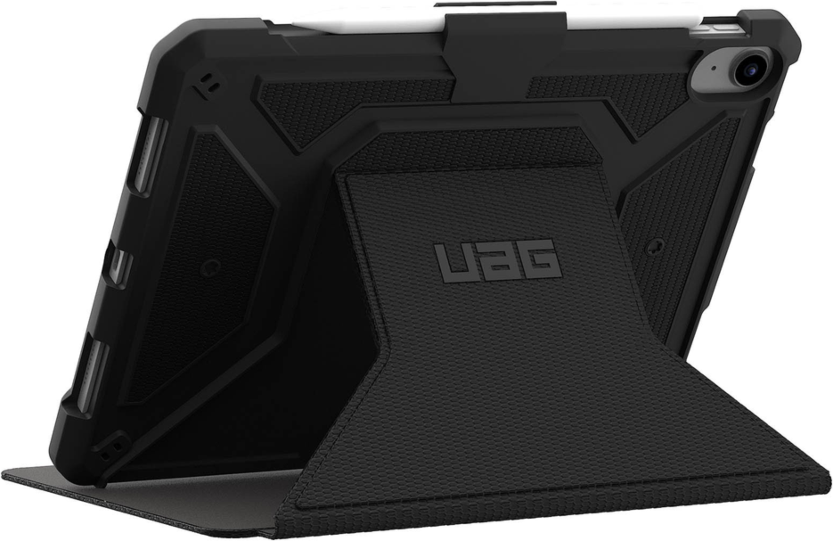 UAG Metropolis Tact.Armr is a rugged folio case with drop protection, adjustable stand functionality, magnetic closure, and premium tactile grip.
