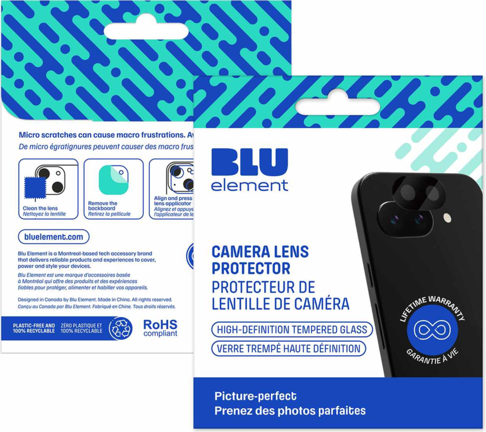 Blu Element BELPPX10A Protecteur D’objectif Complet Noir pour Google Pixel 10a