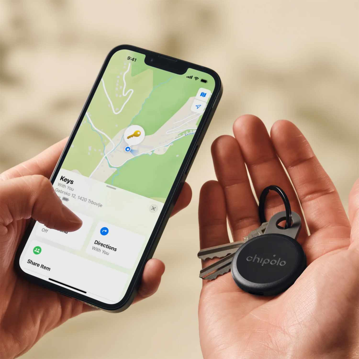 Chipolo RAB0000001001 Ensemble Loop & Card Finder (Compatible avec L'application Localiser d'Android ou Localiser d'Apple) Charbon