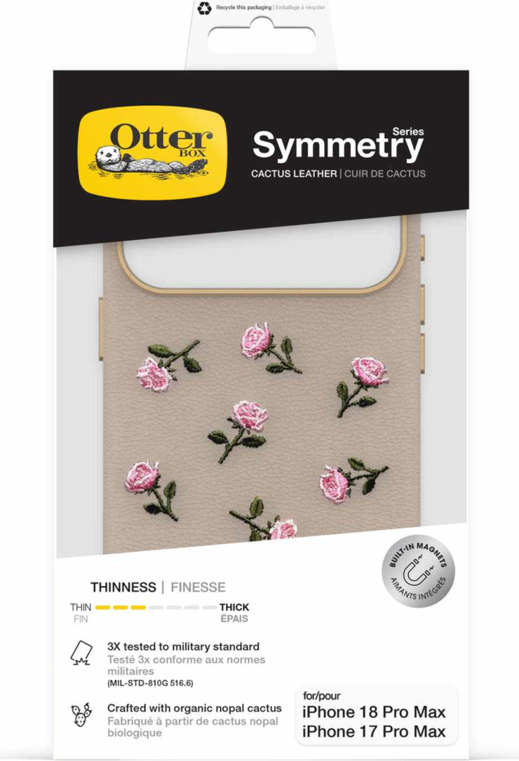 OtterBox - Étui Symmetry Cactus Leather Embroidery MagSafe Cottage Rose pour iPhone 18 Pro Max/17 Pro Max