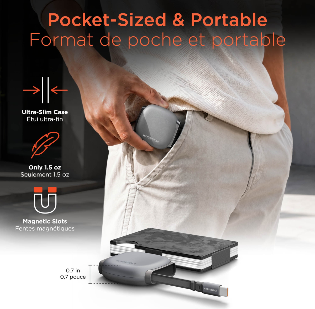 HyperGear FlexiGo 100W USB-C to USB-C Retractable Cable delivers up to 100W USB-C Power Delivery with a compact, retractable design for organized charging on the go.
