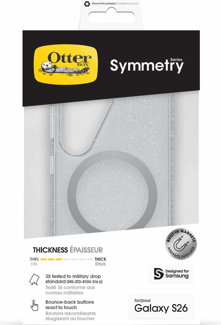 OtterBox 77000072 Étui Symmetry Clear avec Magnets Clear Stardust 4.0 pour Samsung Galaxy S26