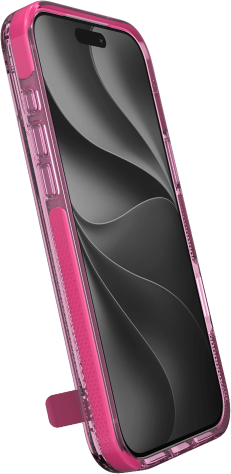 The ZAGG Santa Cruz Snap is a transparent case with pops of color that accent its design. It offers 13-foot drop protection, a sturdy kickstand that folds flush with the case, and is MagSafe compatible.