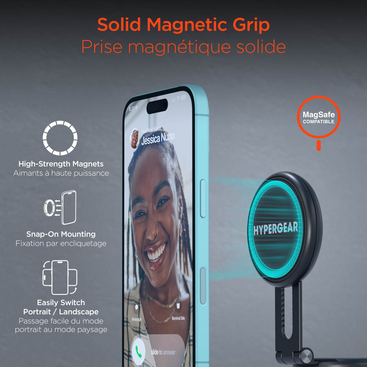 HyperGear Mag Vac Magnetic Phone Mount with Vacuum Suction Cup Base is a portable MagSafe-compatible mount with strong magnetic grip, adjustable viewing, and reusable vacuum suction for any smooth surface.