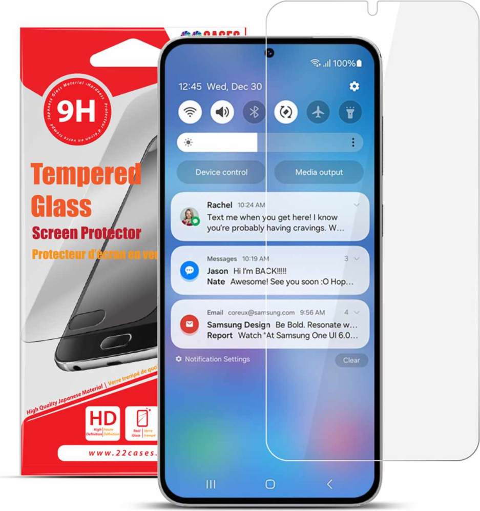 22 Cases - Tempered Glass Screen Protector for Samsung Galaxy S26 - Clear