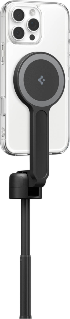 The Spigen Tripod MagFit Selfie Stick combines magnetic mounting, auto-opening tripod, and Bluetooth control for stable, extended, hands-free shooting.