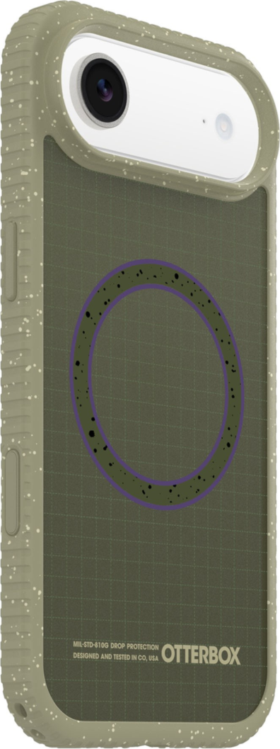 The OtterBox Sole Series features a grippy, high-ridge tread and unique ombré fabric back for secure style. It offers MagSafe compatibility and a removable lanyard loop.